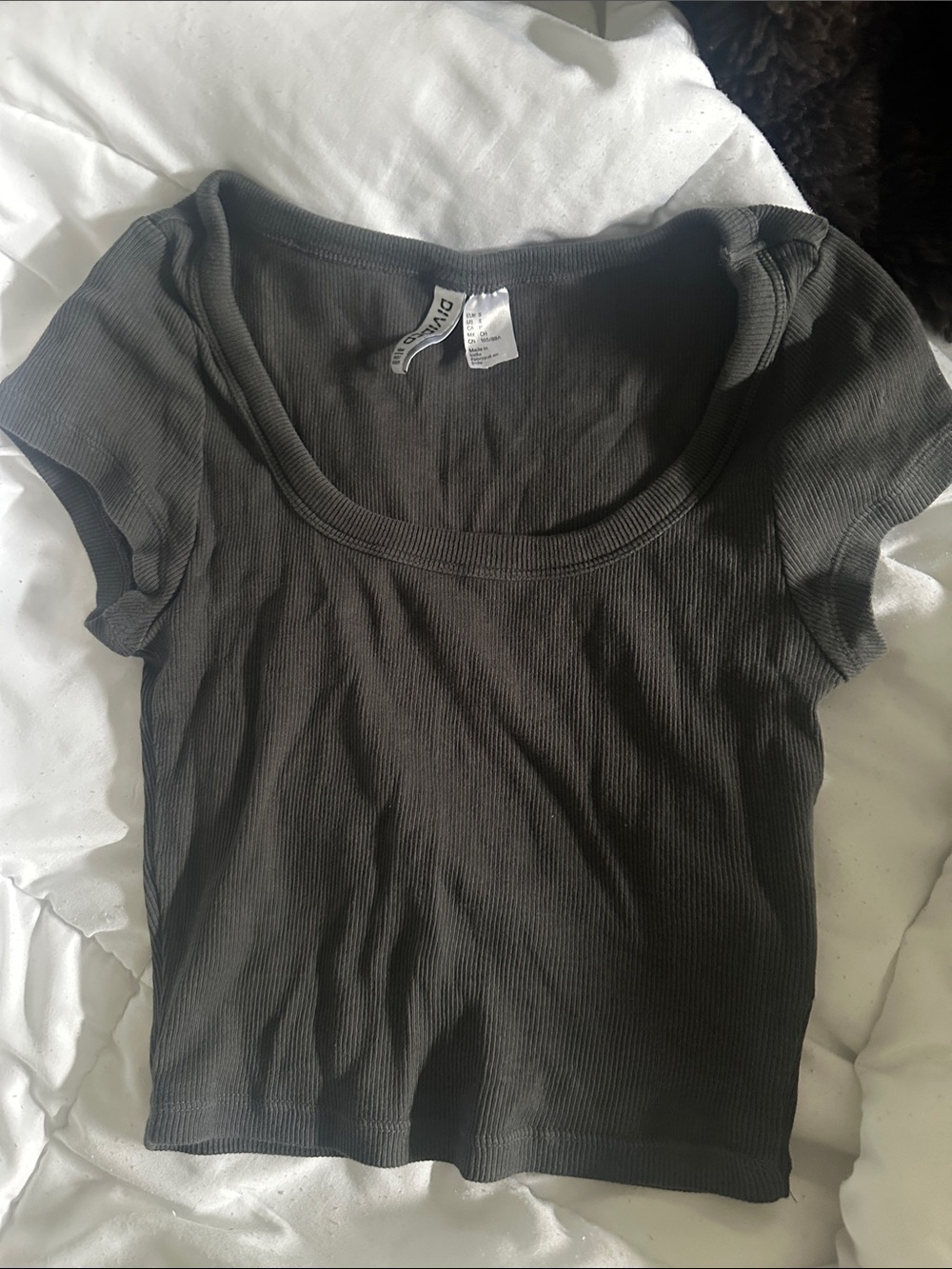 H&M Dark Gray Ribbed Scoop Crop Top